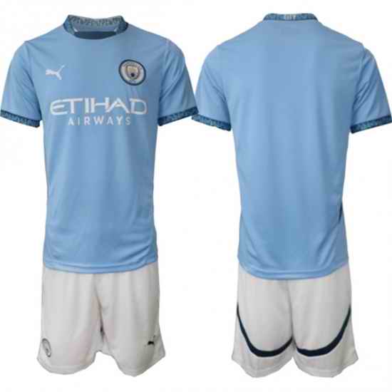Men Manchester United Custom 2024 25 Blue Home Soccer Jersey Suit